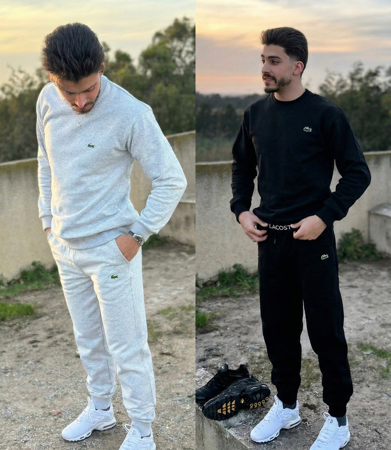Ensemble LACOSTE High Quality Noir/Gris – Élégance Sport Chic & Confort Premium