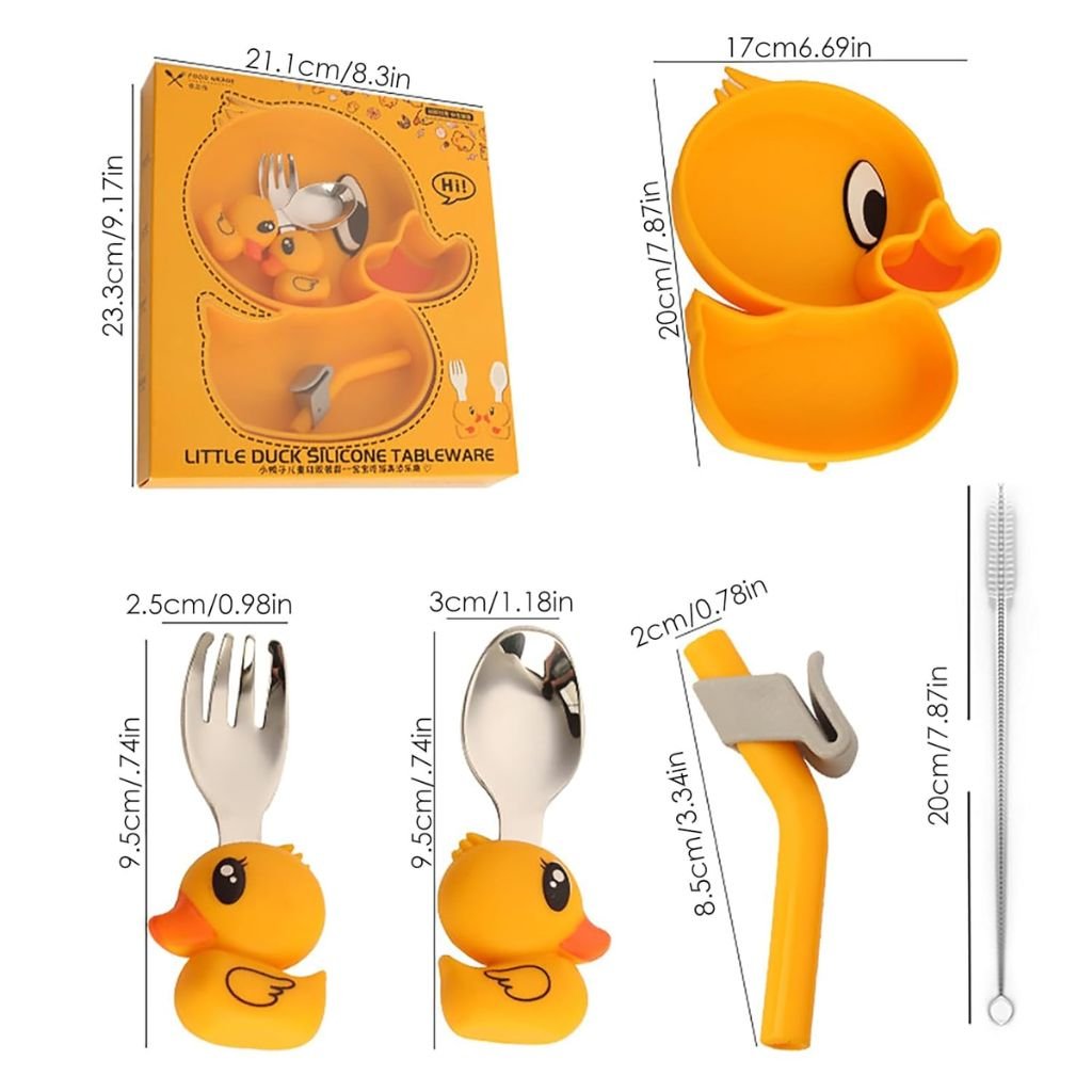 Assiettes pour Tout-Petits avec Ventouse Canard 5pcs image 1
