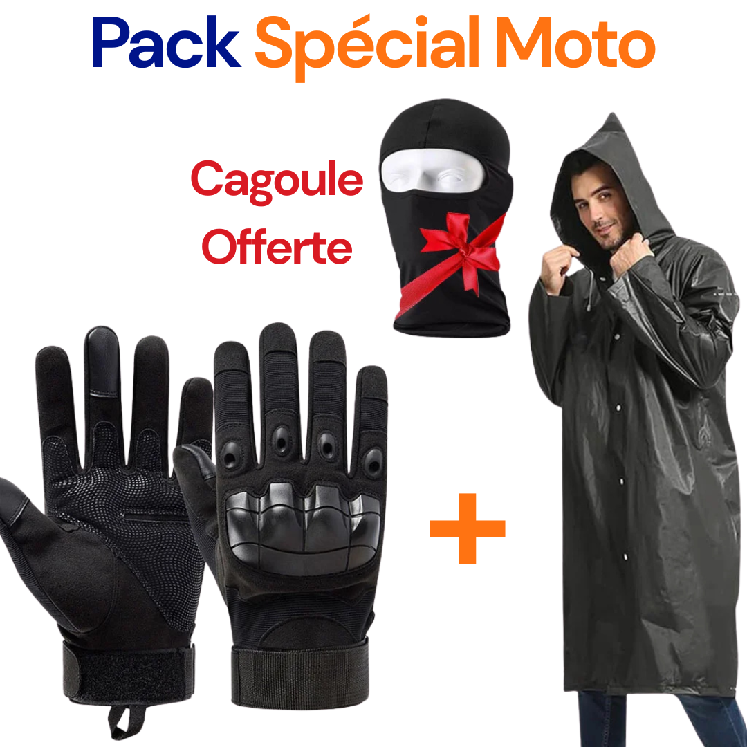 Pack Moto Manteau Imperméable avec Gants Tactiques Doigt Complet – Cagoule Offerte image 0