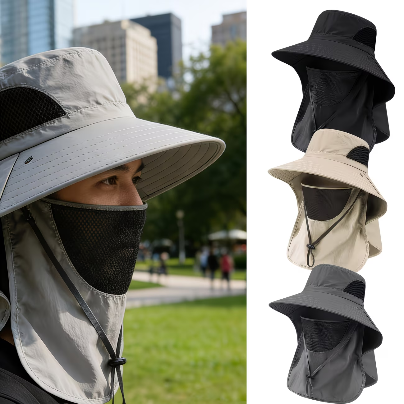 Chapeau Anti-UV Multifonction avec Protection Visage & Nuque – Confort Outdoor Ultime
