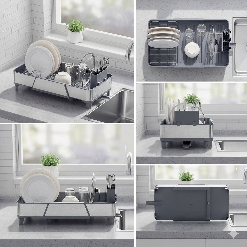 Alpha Égouttoir à Vaisselle Extensible en Acier Inoxydable – Flexibilité & Élégance au Quotidien image 3