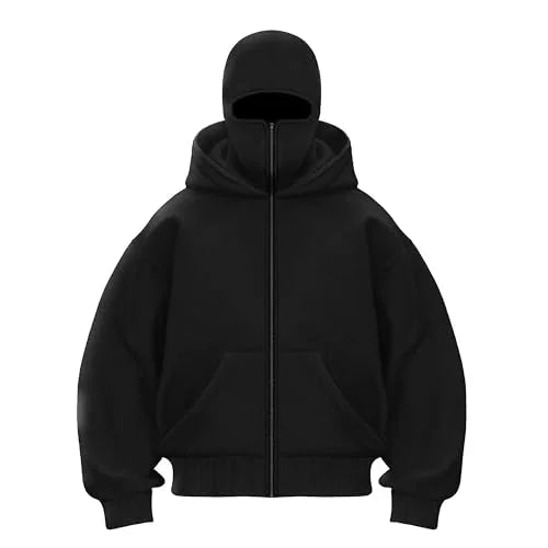 Balaclava Ninja Zipper Hoodie – Veste d’Hiver Tactique Confortable & Style Urbain