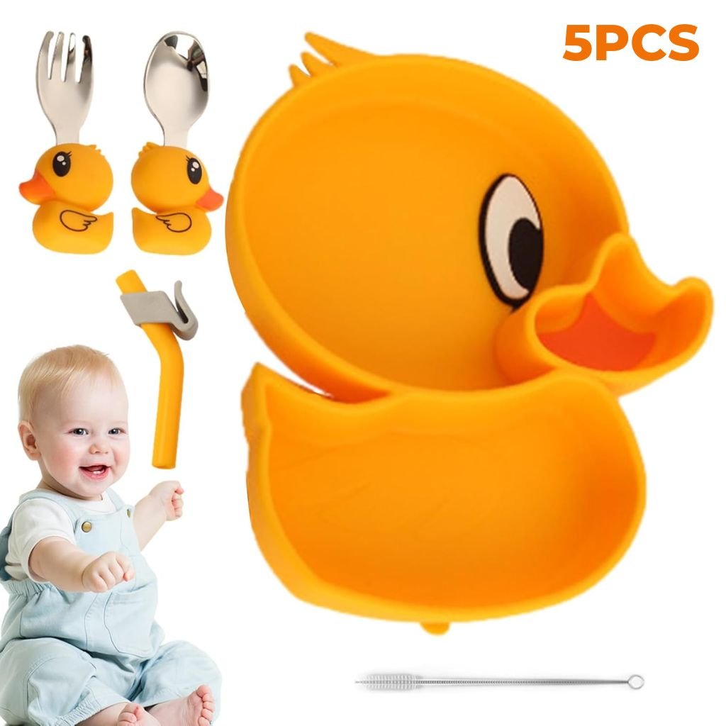 Assiettes pour Tout-Petits avec Ventouse Canard 5pcs image 0
