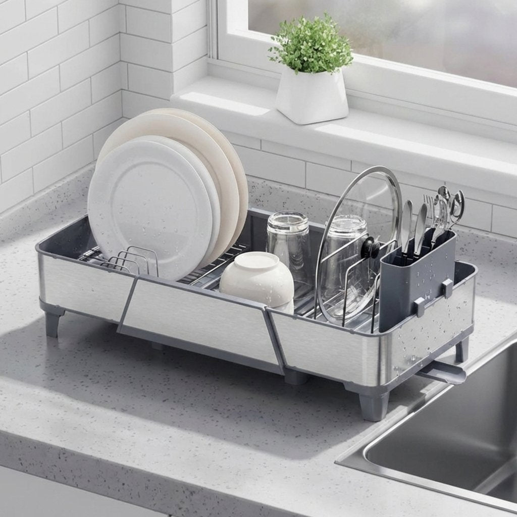 Alpha Égouttoir à Vaisselle Extensible en Acier Inoxydable – Flexibilité & Élégance au Quotidien image 0