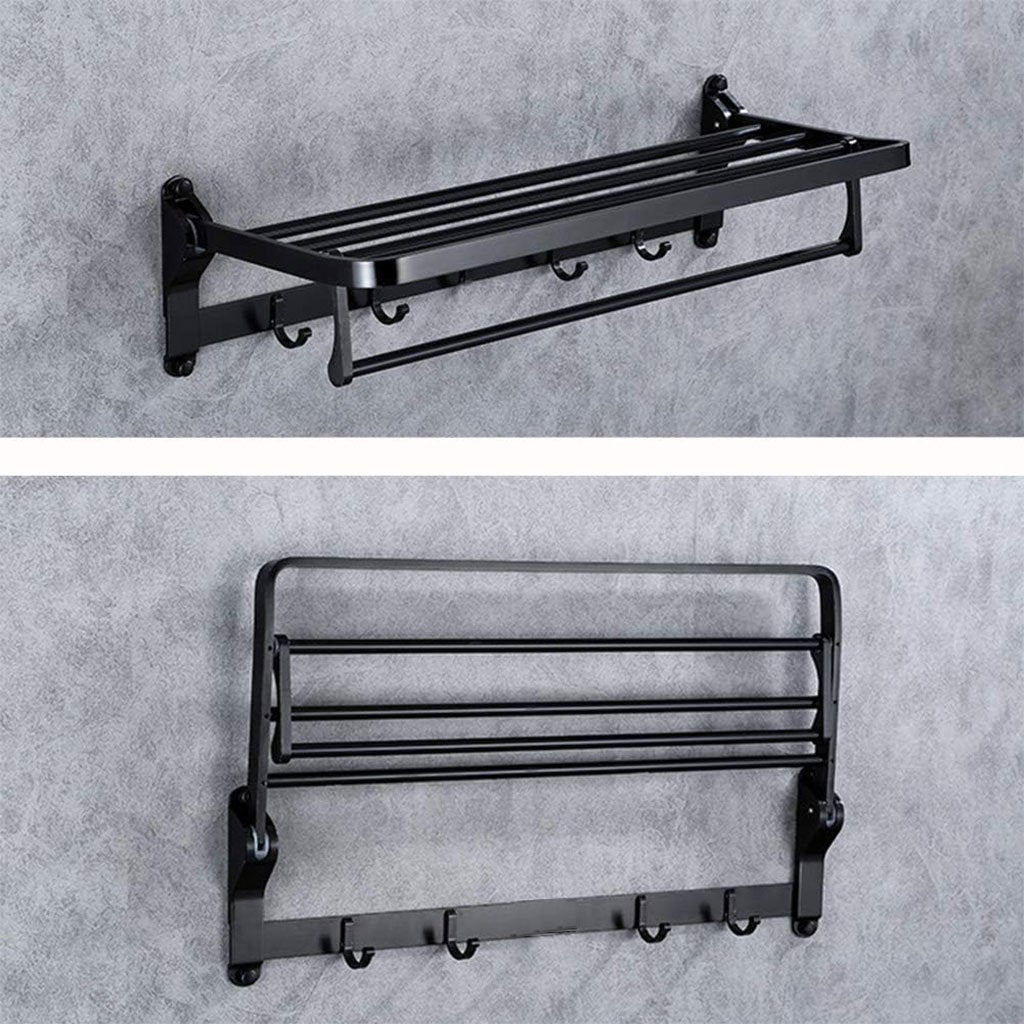 Porte-serviette mural pliable en aluminium noir V2 – Élégance et praticité pour votre salle de bain image 3