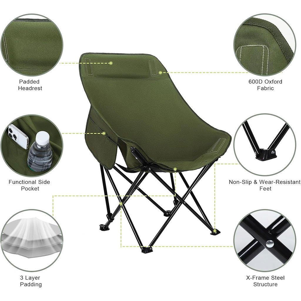 Chaise de camping pliable haut dossier – Robuste et ultra-confortable image 3