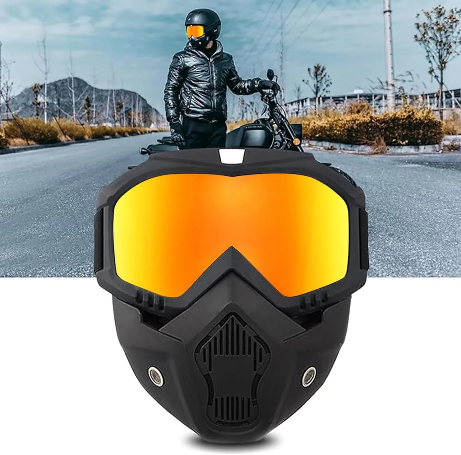 Casque Moto avec Lunettes Amovibles – Style , Protection et Liberté Totale