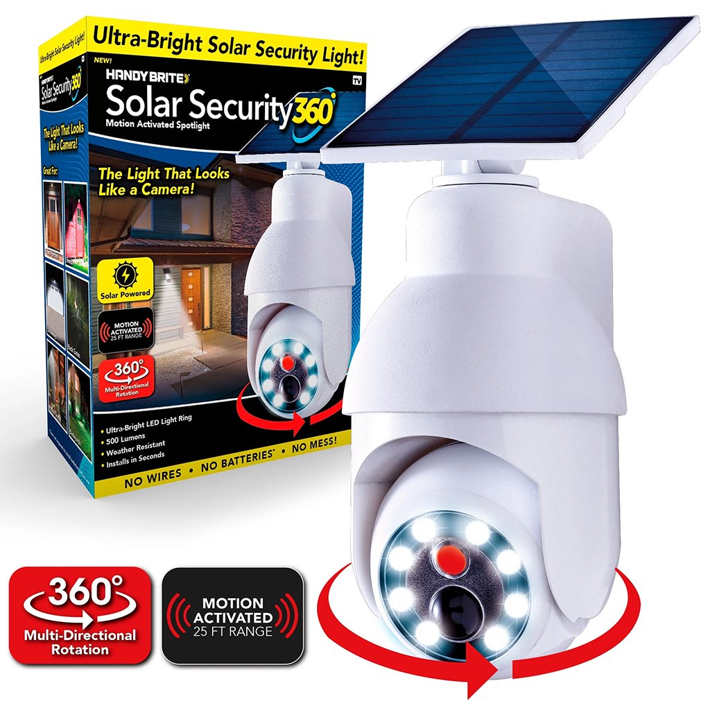 Faux Caméra Solaire 360° – Sécurité Visible & Éclairage Intelligent image 0