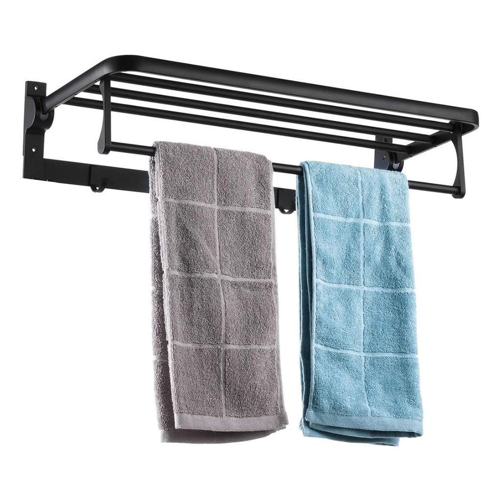 Porte-serviette mural pliable en aluminium noir V2 – Élégance et praticité pour votre salle de bain image 4