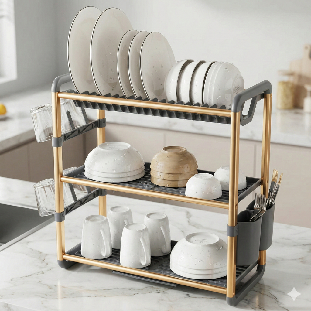 Égouttoir à Vaisselle  Grande Capacité en Aluminium – Robustesse & Design Moderne