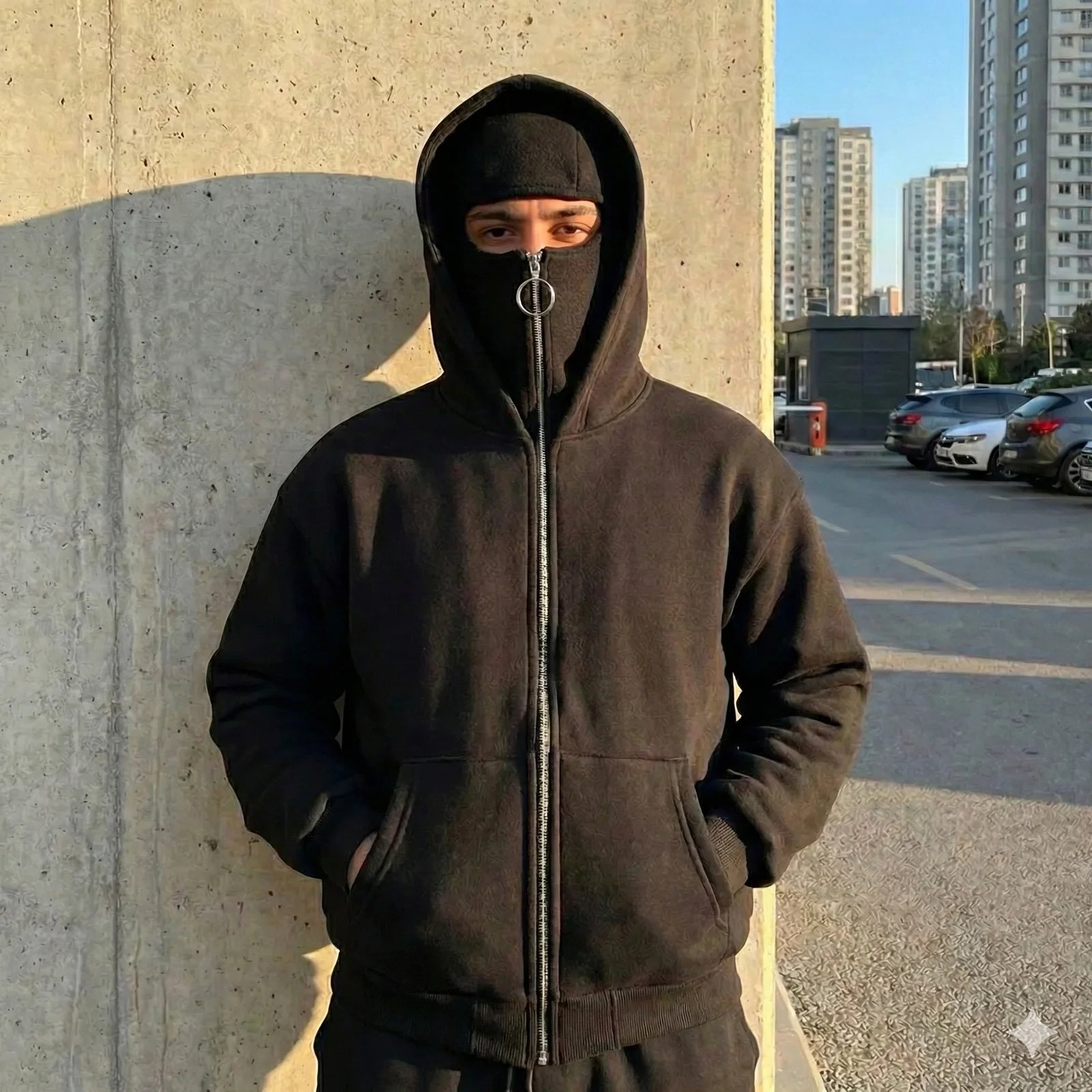 Balaclava Ninja Zipper Hoodie – Veste d’Hiver Tactique Confortable & Style Urbain