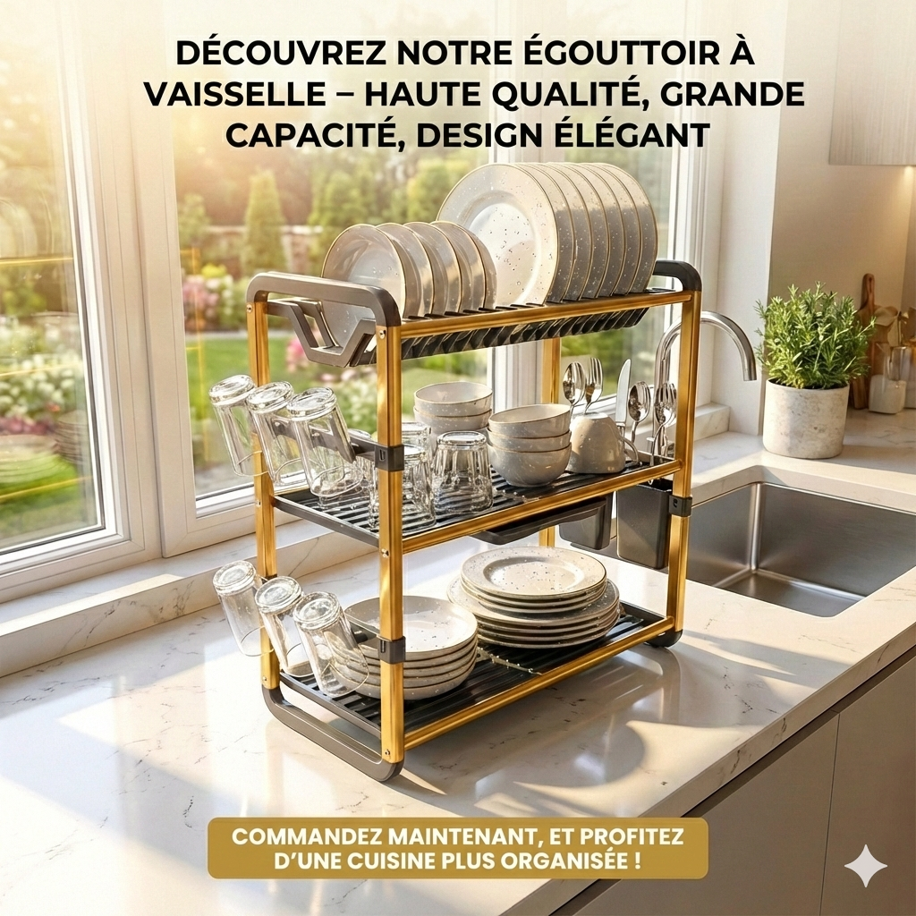 Égouttoir à Vaisselle  Grande Capacité en Aluminium – Robustesse & Design Moderne