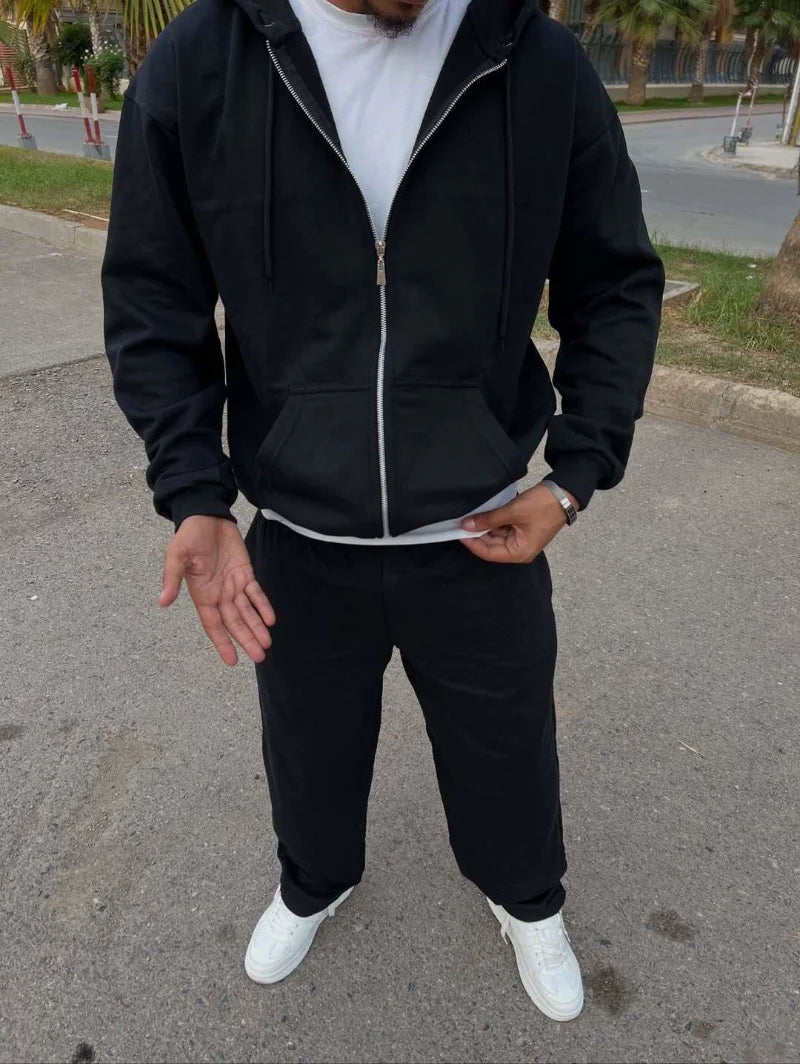 Ensemble Veste + Pantalon Baggy en Coton Premium – Style Moderne & Confort Respirant