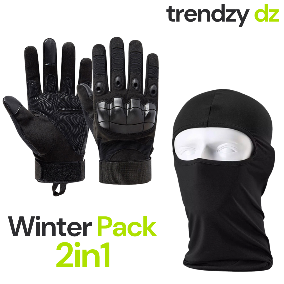 Pack Gants de Moto Tactique Doigt Complet avec Cagoule d’hiver