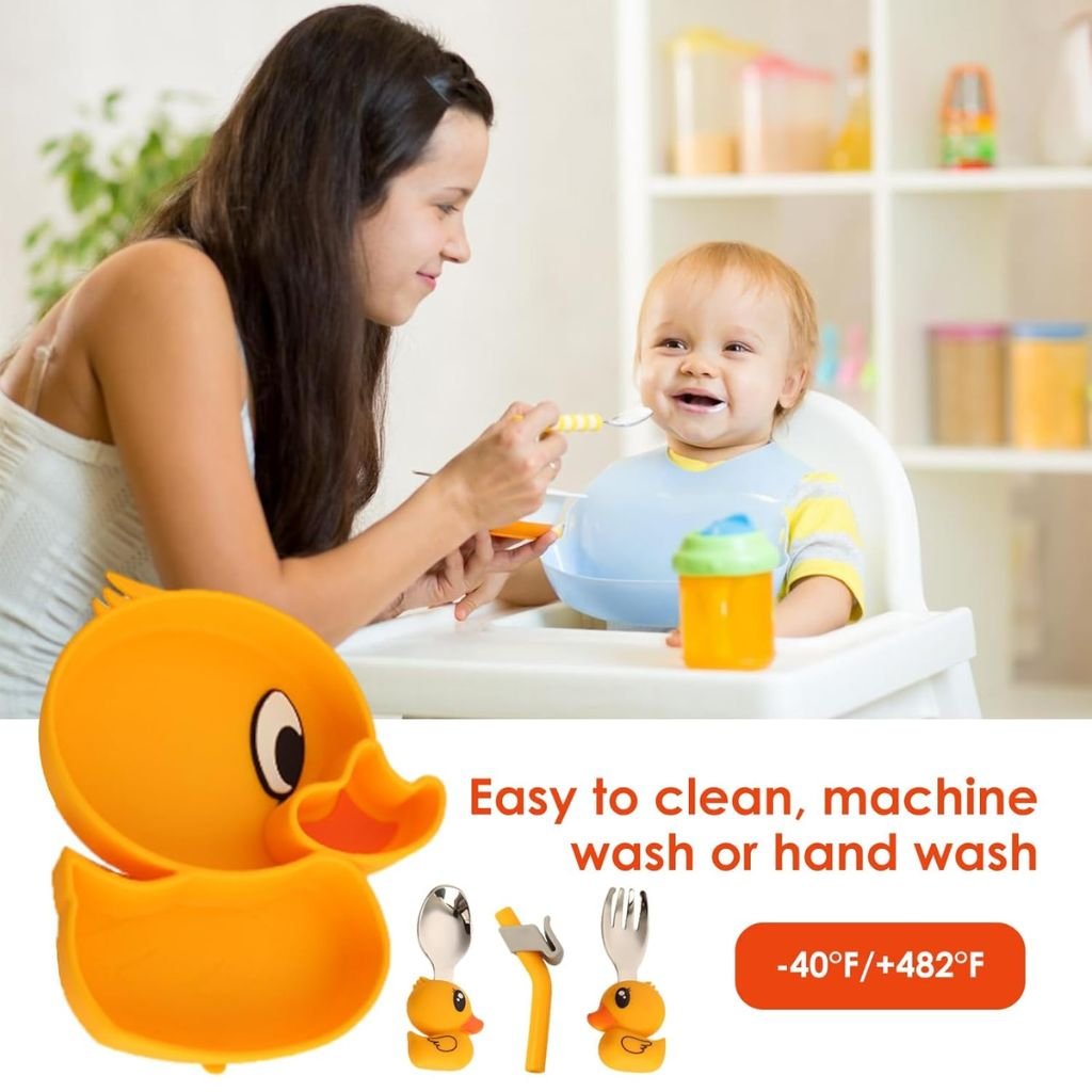 Assiettes pour Tout-Petits avec Ventouse Canard 5pcs image 2