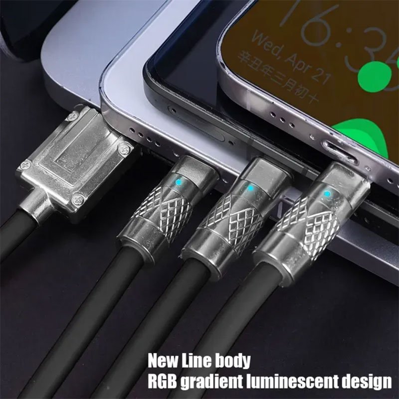 Câble de Charge Rapide Multi-Usage 3-en-1 – 100W, 1.2 m, Rotation 180° image 3