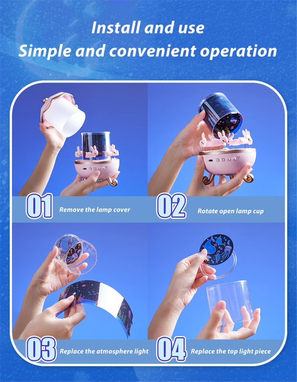 Projecteur Ciel Étoilé Lapins 360° – Magie et Douceur pour Enfants image 2