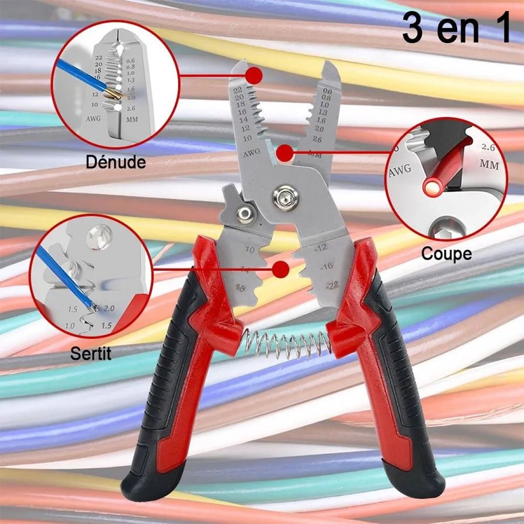 Coffret de sertissage 3en1 avec cosses 22-10 AWG – L’outil complet de l’électricien moderne image 2
