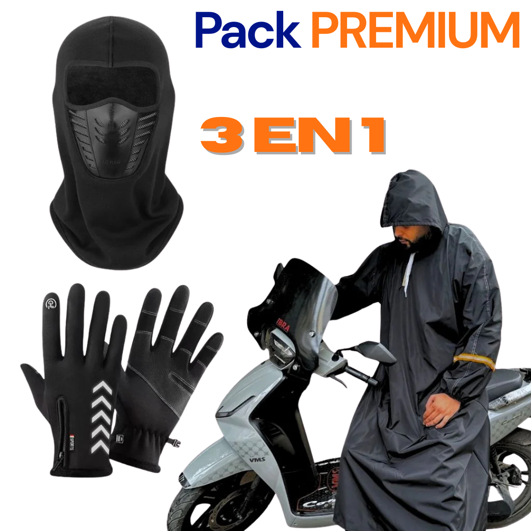 Pack d’Hiver Moto V2 – Combinaison Imperméable + Gants Thermiques + Cagoule Chaude image 0